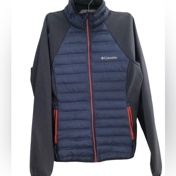 Columbia Down Lightweight Navy Zip up layering Jacket  size S - Picture 1 of 11